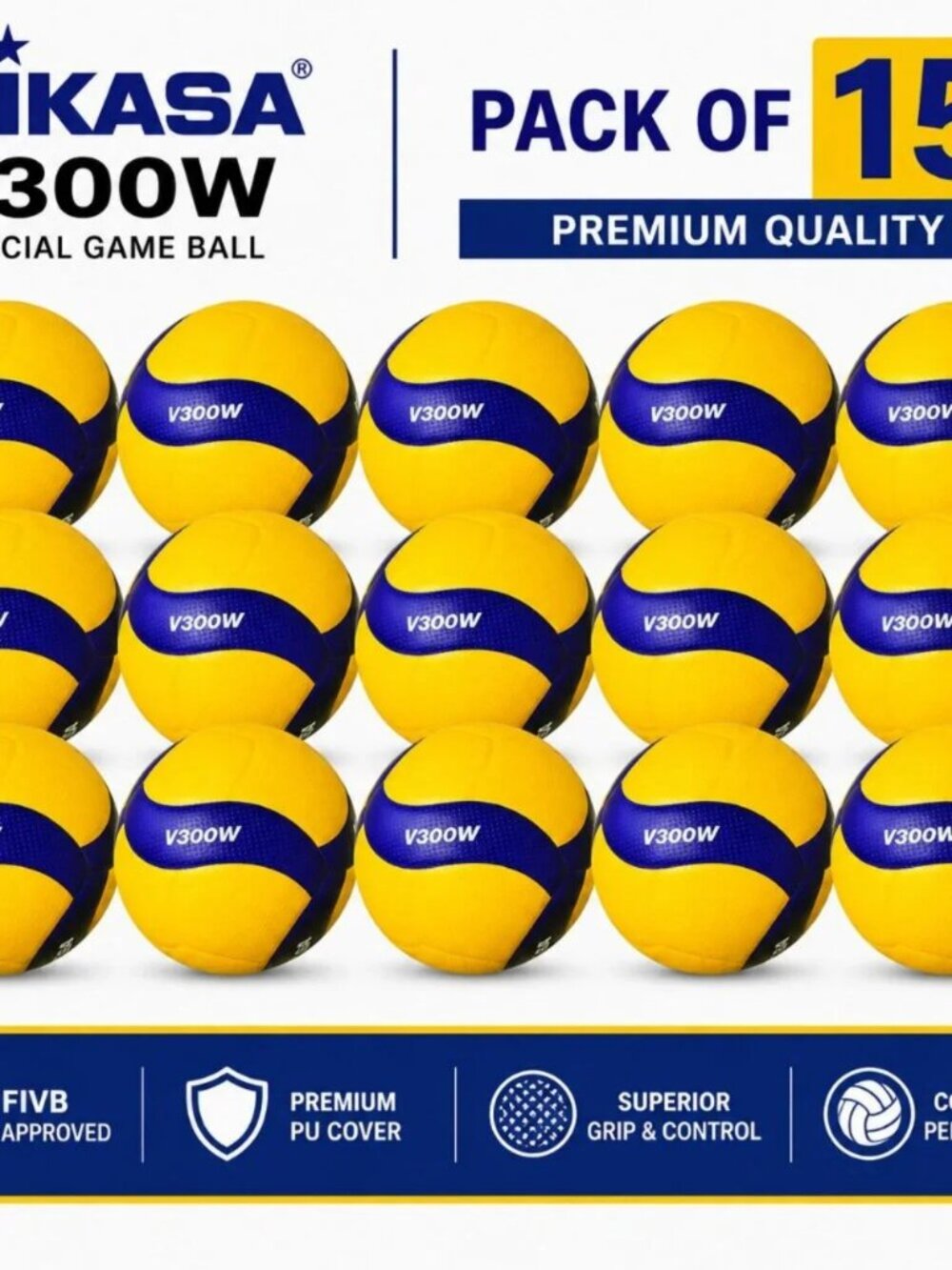 Mikasa V300W Volleyball Ball Professional Volleyball Ball Size 5 pack of 15